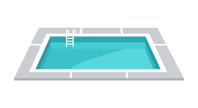 Swimming pool with ladder inside.