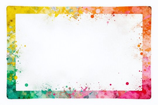 A colorful frame with a white background. 