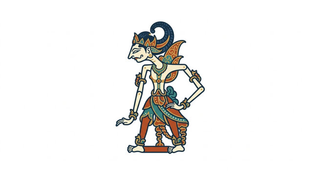 Traditional Indonesian Wayang Kulit Shadow Puppet Character.