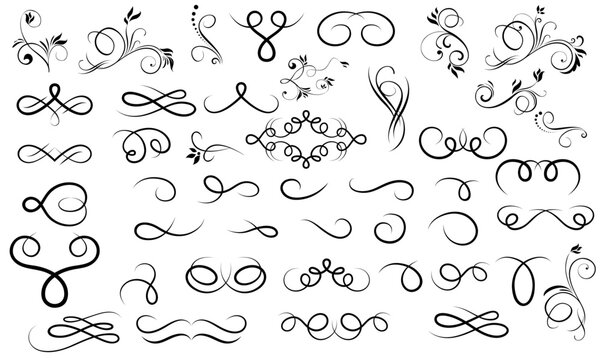 fancy scroll flourish vector set