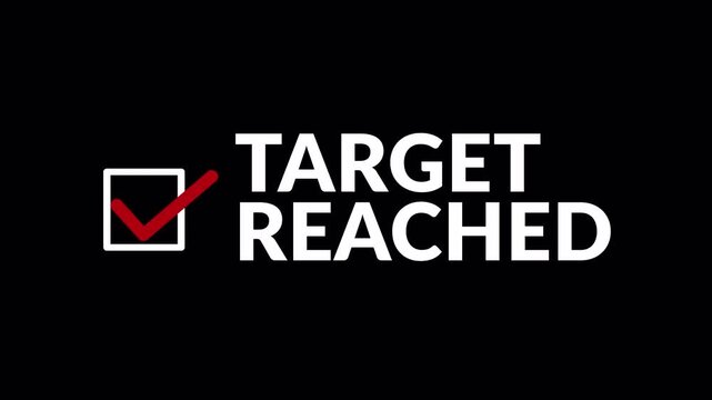 Target Reached Animation with Red Checkmark on Transparent Background for Corporate Success, Ultimate Business Growth, and Outstanding Achievement in 4K Animation with Alpha Channel.