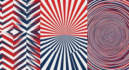Fototapeta premium Abstract red white and blue geometric patterns