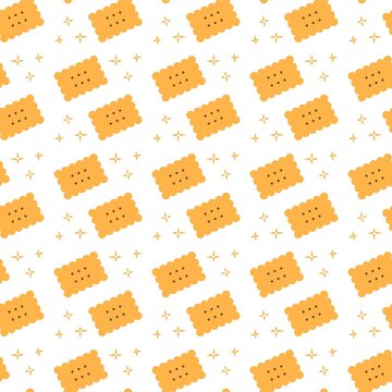 Biscuit seamless pattern. Sweet cookies seamless pattern. Biscuit pattern background. Cookie pattern background. Crackers repeat illustration