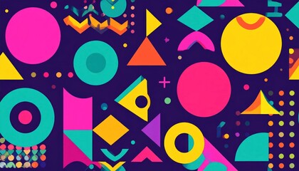 Naklejka premium Colorful Memphis style geometric pattern background.