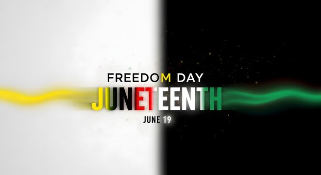Juneteenth freedom day typography with color waves