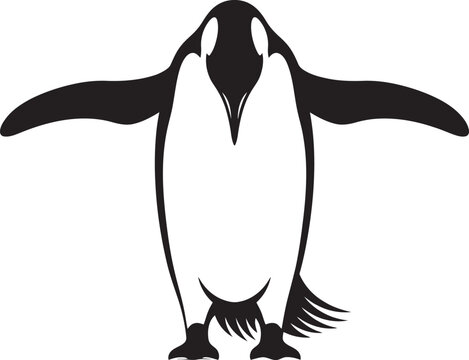 Cartoon penguin vector illustration standing on a beach with a white background