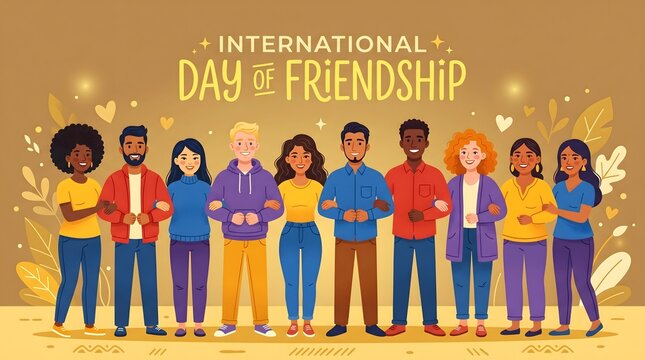 Celebrating international day of friendship with diverse group of friends