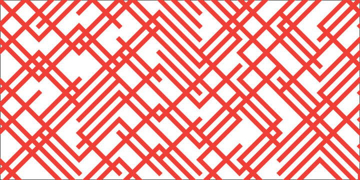 Abstract Red Geometric Line Maze Pattern on White
