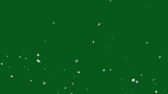 Animation of colorful confetti popper falling video, paper streamers party, confetti celebration explosion with elements, colorful confetti particles animation on green screen. 4k video