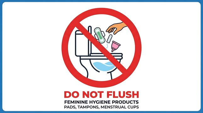 Do Not Flush Feminine Hygiene Products Sign.