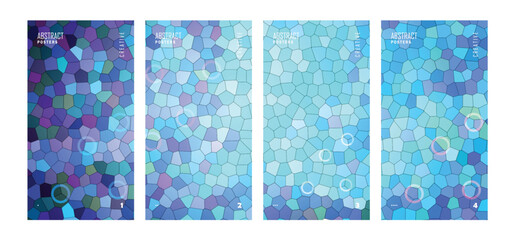 Abstract blue geometric poster template set with overlapping circular rings and curves. © rehmat
