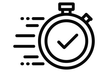 Fast stopwatch icon with check mark representing quick completion and efficient time management © MdOmar