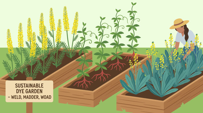 Sustainable Dye Garden Growing Weld Madder and Woad Plants