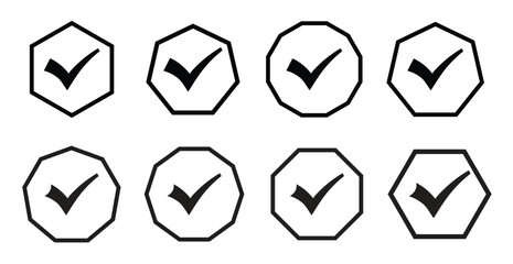 hand drawn verified cgeak mark badge icon set collection vector illustration. © MstHiyaAktar
