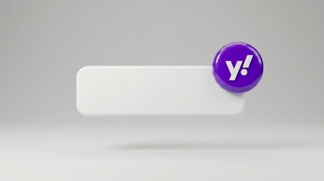 Minimalist 3D Render of a Speech Bubble with Yahoo Logo Notification
