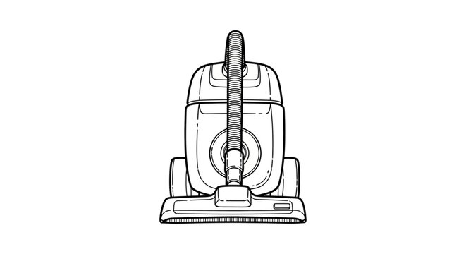 Illustration of a classic upright vacuum cleaner design.