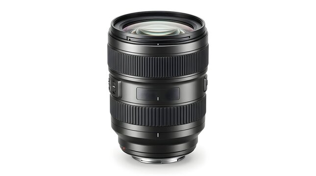 Detailed view of a professional DSLR set against a stark minimalist white backdrop emphasizing its intricate design and importance in capturing high  images