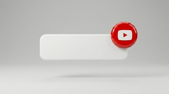 Minimalist 3D Render of YouTube Play Button Notification