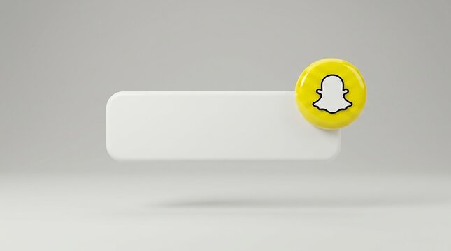 Minimalist 3D Render of Snapchat Notification Bubble with Ghost Icon