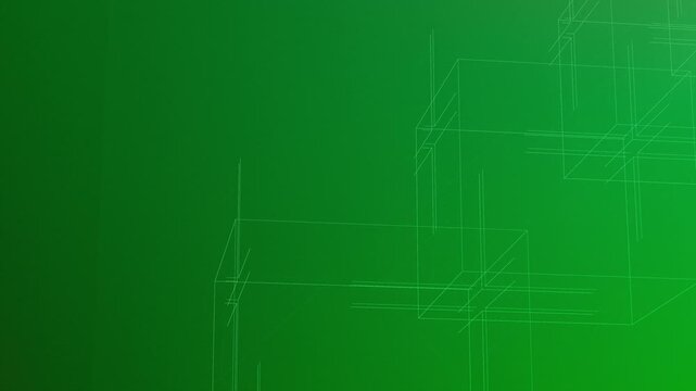 Future tech blueprint 3D architecture lines, engineering concept background, digital design grid, innovation planning, abstract structure, calm green light, technology
