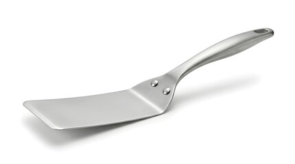 Fototapeta premium This image displays a solitary spatula an essential kitchen tool for food prepa n and serving isolated on a stark white background for a clean minimalist presentation