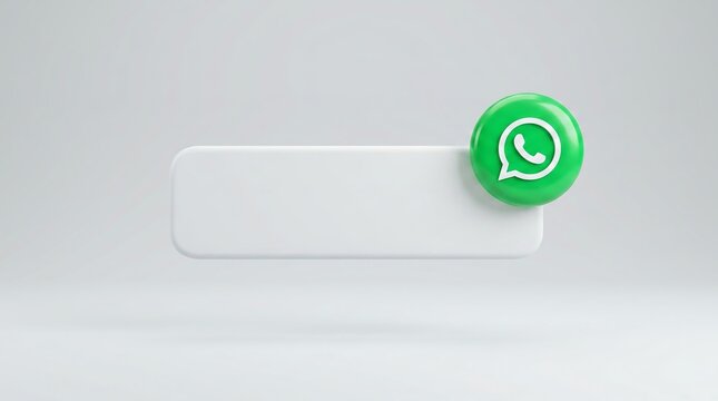 Minimalist 3D render of a notification bubble with WhatsApp icon