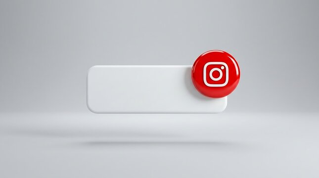 Minimalist 3D Render of Instagram Notification Icon on White Background
