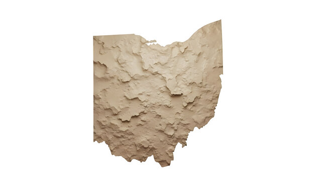 Ohio state map shape with a realistic rough sandy texture finish for travel and geographic projects