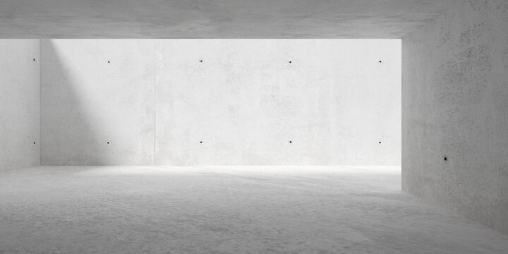 Concrete brutalism room with rectangular opening recess and sunlight - modern empty abstract industrial interior background template