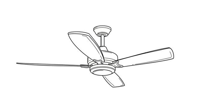 Modern ceiling fan with four sleek blades and central light.
