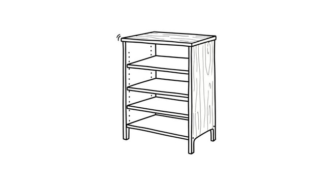 Wooden bookshelf with four open shelves for storage.