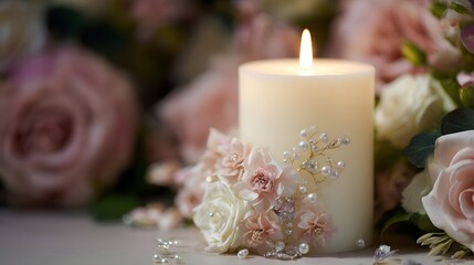 Obraz premium candle and rose