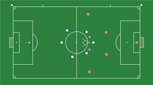 Football Captain Slowing Down Game Tempo &ndash; Top View Soccer Tactical Leadership Illustration