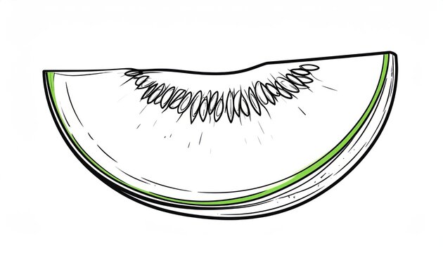 Honeydew melon slice illustration with green rind accent