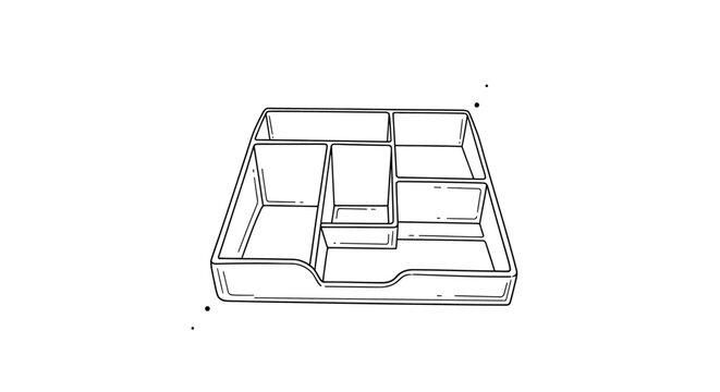 Empty wooden drawer organizer with compartments.