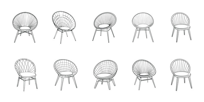 Collection of various modern chair designs with different styles and structures