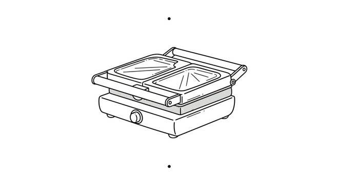 Electric griddle with flat cooking surface design.