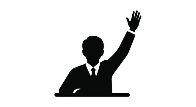Businessman waving hand in greeting or acknowledgement