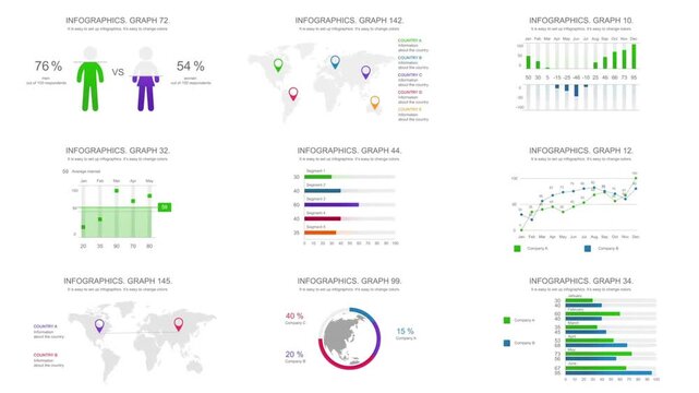 Professional Infographic Dashboard and Corporate Business Data Visualization Charts Animation Loop