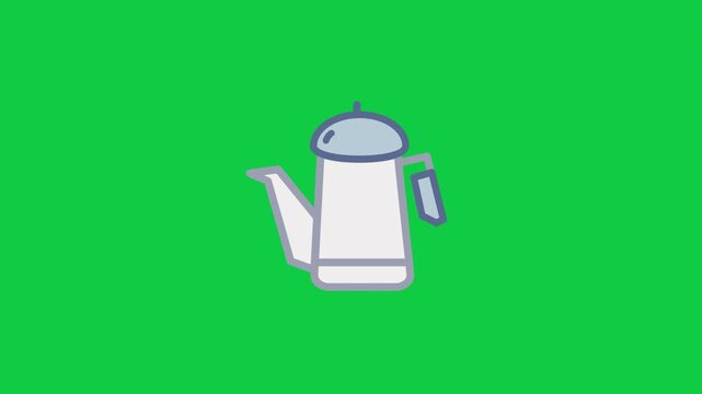Coffee classic pouring kettle pot looping animation for barista brewing guides green screen