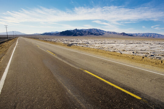 Amboy road at salt flats.