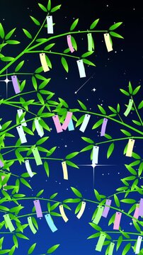 夏　七夕　背景用背景用ループ動画　イラストアニメーション
