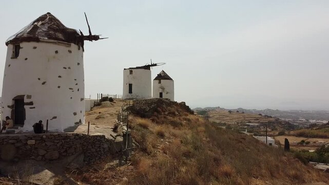 Push In Shot on Windmill in Naxos Greece