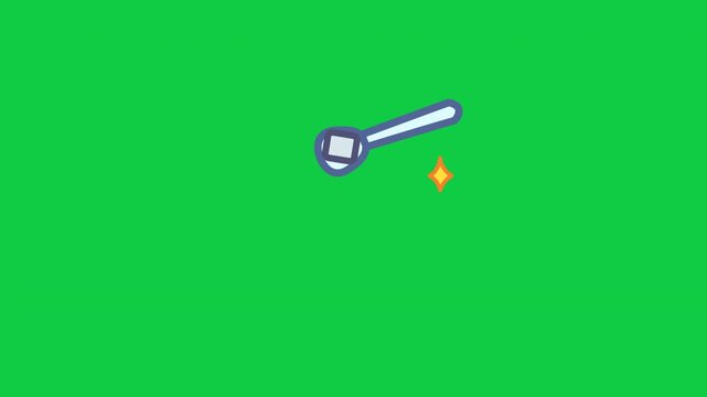 Coffee stirring spoon with sugar looping animation for cafe recipe vlogs green screen