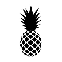 Obraz premium Black silhouette of a pineapple icon with spiky leaves