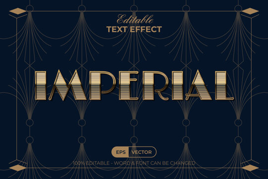 Imperial Gold Text Effect Art Deco Luxury Style. Editable Text Effect.