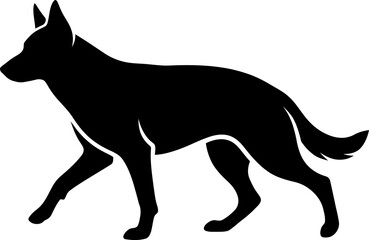 Fototapeta premium German Shepherd Dog walking silhouette on white background