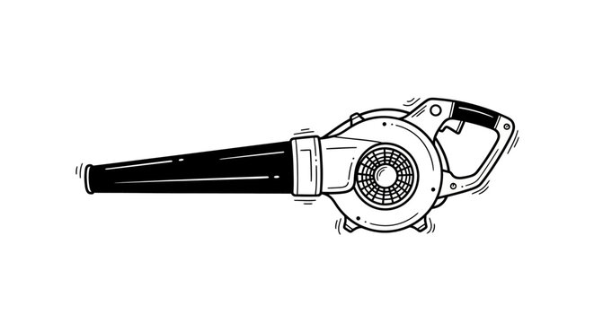 Industrial leaf blower machine side view illustration.
