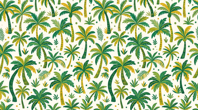 Tropical Palm Tree Pattern Seamless Wallpaper and Fabric Design