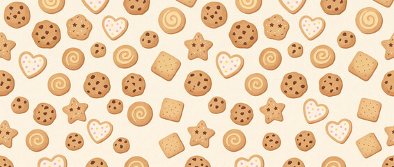 Abstract Soft cookie pattern. Simple cute cookie flat seamless pattern. © Watercolor_Concept